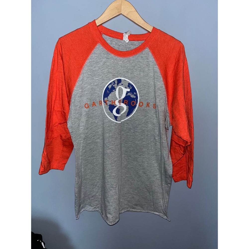 Garth Brooks 17 Baseball Jersey Tee Shirt 3/4‎ Sleeve Gray Orange